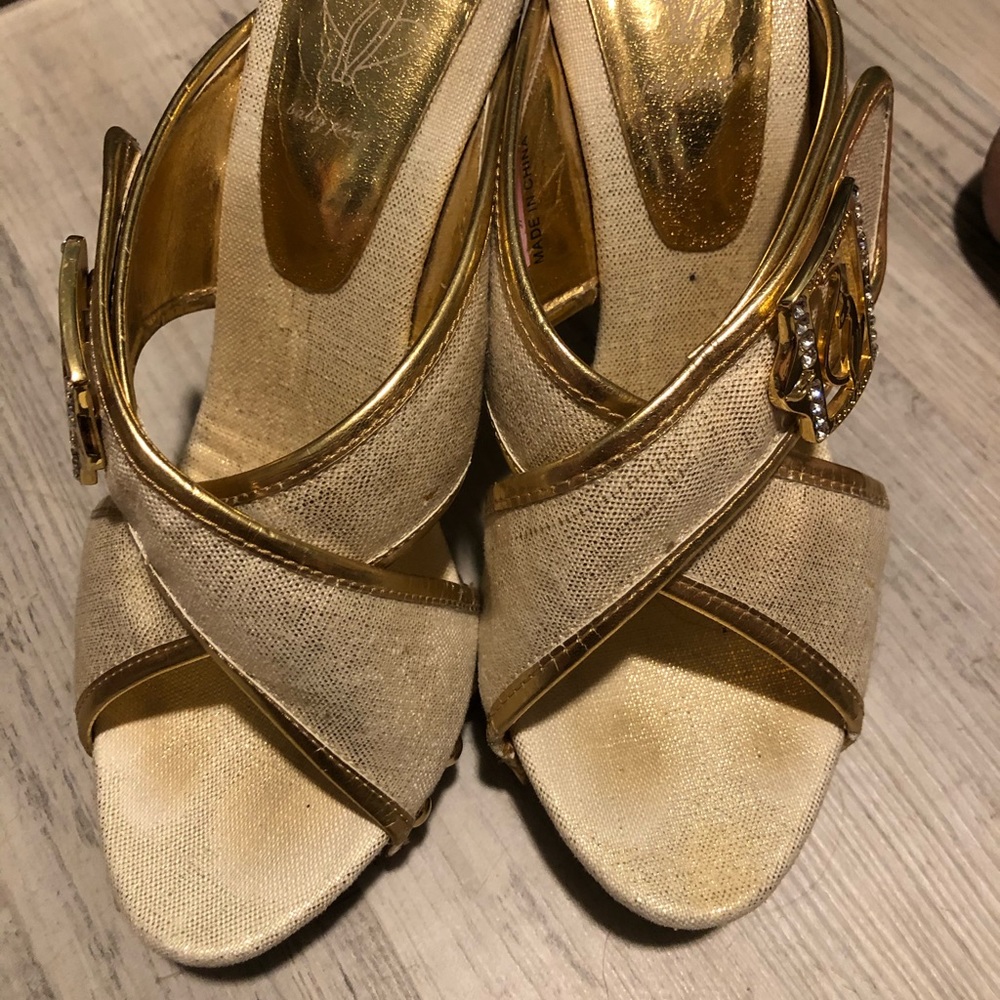 Baby phat gold beige sandals with the baby phat